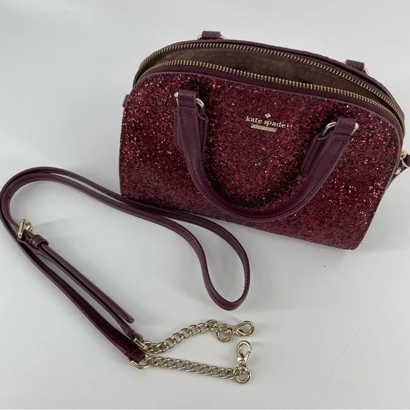 Kate Spade Laurel Way Glitter Mini Reiley Satchel Red Leather Sparkles
